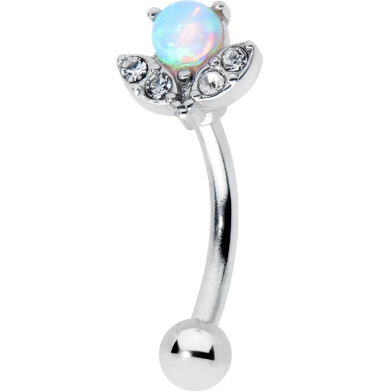 Minimalist Lip Rings for Simple Looks16 Gauge 5/16 White Synthetic Opal Style Flower Curved Eyebrow Ring