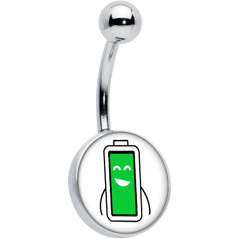 Belly Rings with Beautiful Detailing for Chic Style -Battery Full Belly Ring