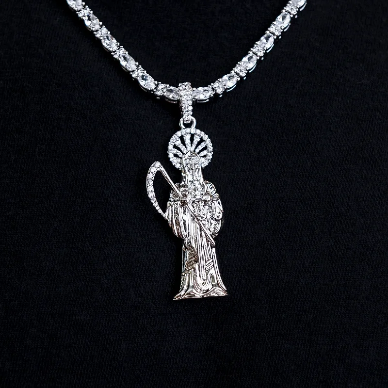 Exclusive Men's Necklaces & Pendants for the Modern Gentleman-Iced Grim Reaper Pendant in White Gold Exclusive Men's Necklaces & Pendants for the Modern Gentleman-Iced Grim Reaper Pendant in White Gold