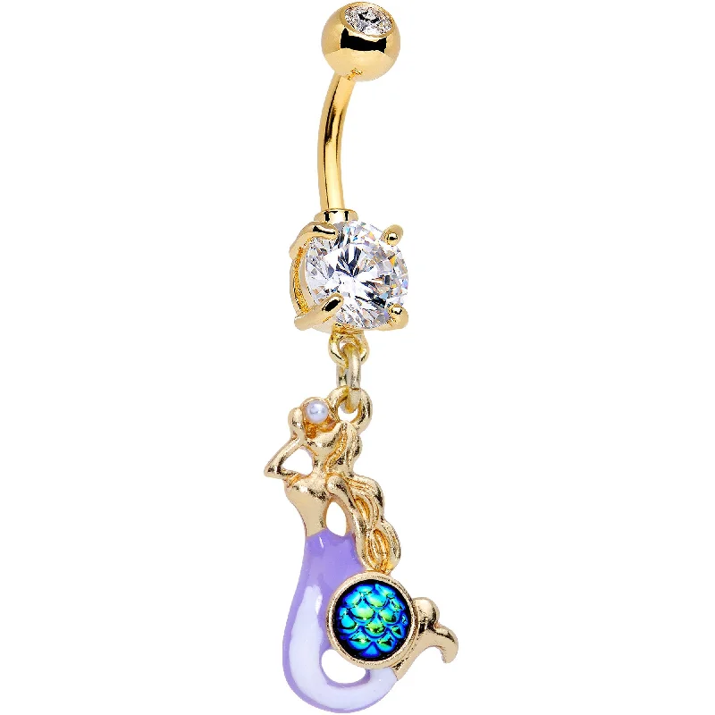 Trendy Belly Rings with Stunning Details -Mermaid Scale Sea Lover Dangle Belly Ring