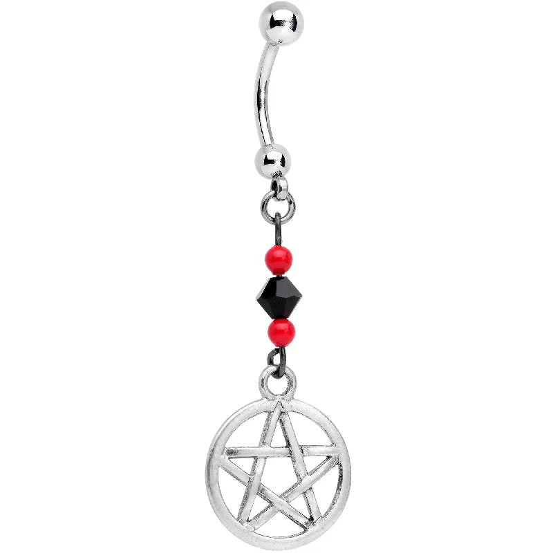 Designer Belly Rings for Elegant Style -Handcrafted Pentagram Dangle Belly Ring Created with Crystals Designer Belly Rings for Elegant Style -Handcrafted Pentagram Dangle Belly Ring Created with Crystals