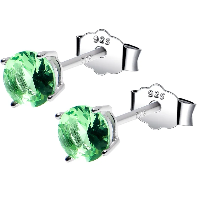 Women's Earrings – Elegant Designs for Every Personality--5mm CZ 925 Sterling Silver August Birthstone Stud Earrings