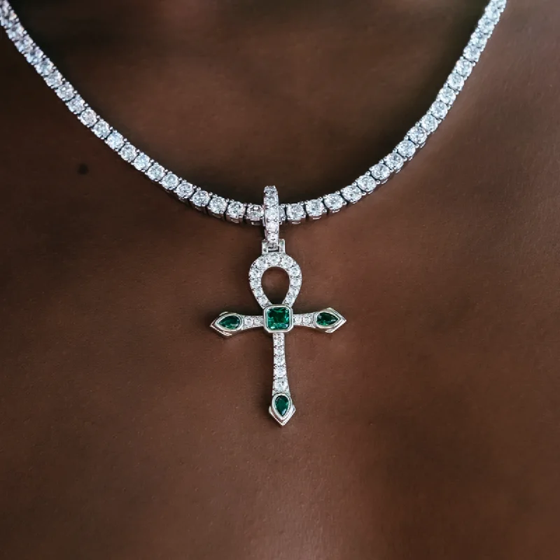 Shop Classic Women's Necklaces & Pendants with a Modern Twist-Emerald Stone Ankh Cross Shop Classic Women's Necklaces & Pendants with a Modern Twist-Emerald Stone Ankh Cross