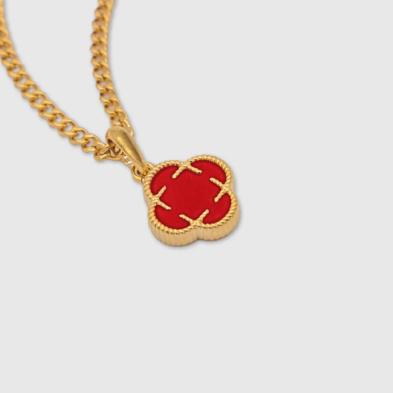 Exclusive Men's Necklaces & Pendants for the Modern Gentleman-Red Clover Stone Pendant (Gold) Exclusive Men's Necklaces & Pendants for the Modern Gentleman-Red Clover Stone Pendant (Gold)