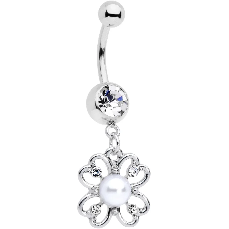 Belly Rings for Trendy Piercings -Clear Gem Sumptuous Shamrock St Patricks Day Dangle Belly Ring