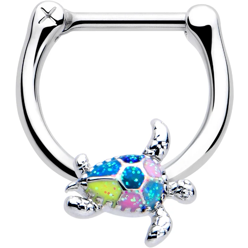 Nose Rings for Every Occasion -16 Gauge 5/16 Glitter Turtle Cartilage Clicker
