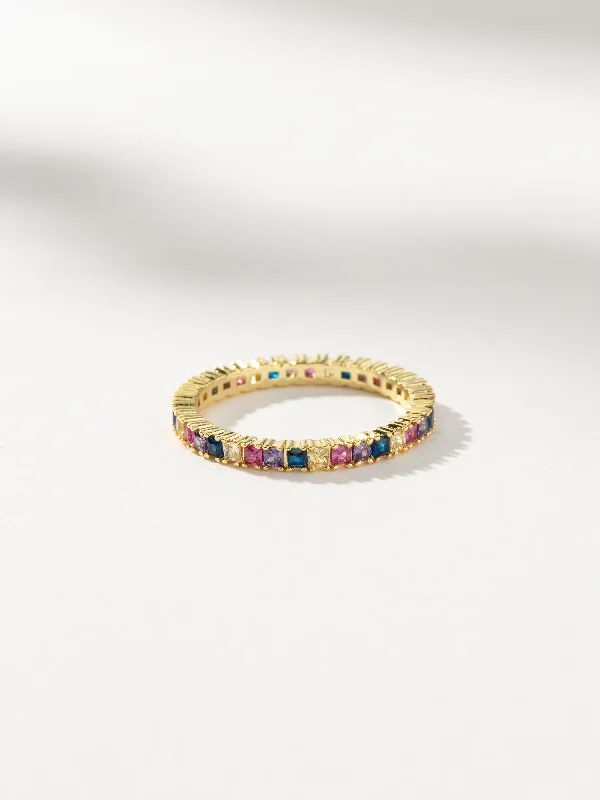 Chic Women's Rings for Fashion-Forward Looks-Colorful Baguette Ring