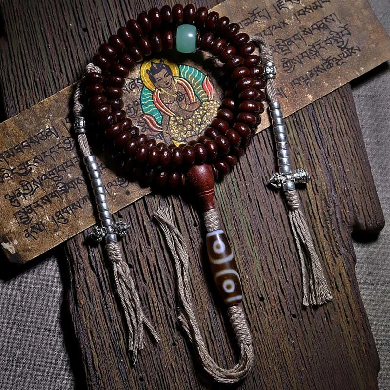 Metal and Leather Bracelets for Men-Buddha Stones Natural Tibet 108 Mala Beads Purple Bodhi Seed Three-eyed Dzi Bead Copper Dorje Harmony Bracelet Metal and Leather Bracelets for Men-Buddha Stones Natural Tibet 108 Mala Beads Purple Bodhi Seed Three-eyed Dzi Bead Copper Dorje Harmony Bracelet