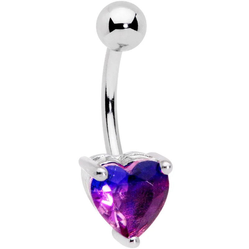 Belly Rings with Star Motif for Fun Fashion -Purple Blue Gem Faceted Valentines Day Heart Belly Ring Belly Rings with Star Motif for Fun Fashion -Purple Blue Gem Faceted Valentines Day Heart Belly Ring