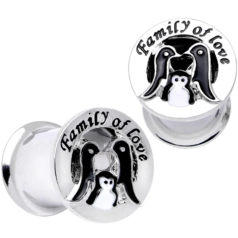 Women's Earrings – Elegant Designs for Every Personality--Family of Love Penguin Double Flare Tunnel Plug Set 6mm to 14mm Women's Earrings – Elegant Designs for Every Personality--Family of Love Penguin Double Flare Tunnel Plug Set 6mm to 14mm