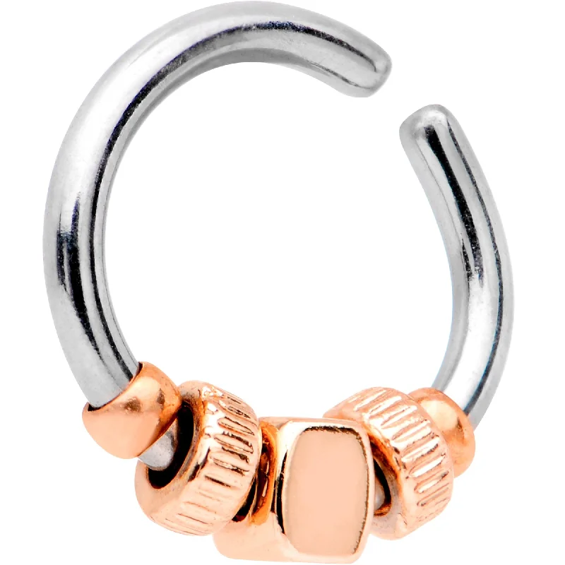 Nose Rings for Casual Wear -16 Gauge Rose Gold Tone Square Bead Annealed Seamless Circular Ring Nose Rings for Casual Wear -16 Gauge Rose Gold Tone Square Bead Annealed Seamless Circular Ring
