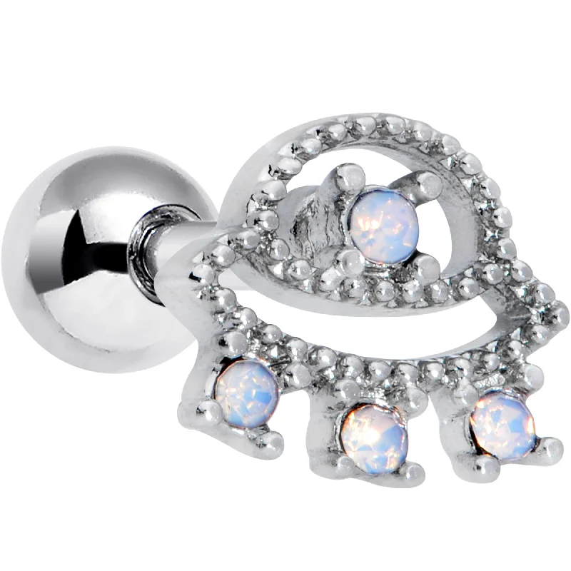 Women's Earrings – Elegant Designs for Every Personality--16 Gauge 1/4 White Faux Opal UFO Cartilage Tragus Earring