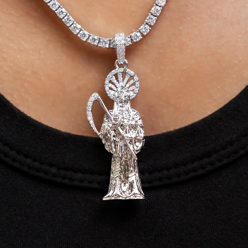 Shop Classic Women's Necklaces & Pendants with a Modern Twist-Iced Grim Reaper Pendant in White Gold Shop Classic Women's Necklaces & Pendants with a Modern Twist-Iced Grim Reaper Pendant in White Gold