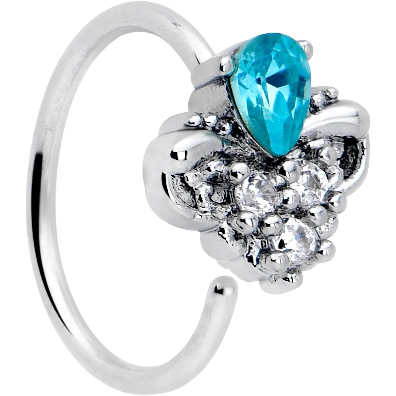 Trendy Nose Rings -20 Gauge 5/16 Blue Gem Style Simplicity Nose Hoop