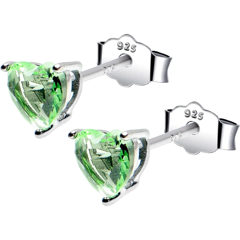 Women's Earrings – Elegant Designs for Every Personality--5mm CZ  Heart 925 Sterling Silver August Birthstone Stud Earrings