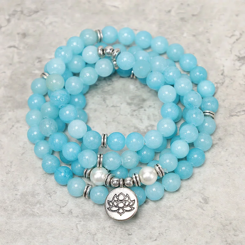 Durable Beaded Bracelets for Men-Buddha Stones Natural Amazonite Stone Healing Lotus Mala Bracelet Durable Beaded Bracelets for Men-Buddha Stones Natural Amazonite Stone Healing Lotus Mala Bracelet