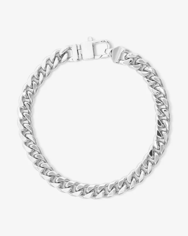 Men's Stretch Leather Bracelets-Julian Cuban Chain Bracelet 6.8mm - Silver