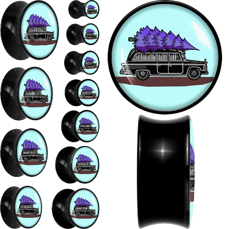 Women's Earrings – Elegant Designs for Every Personality--Holiday Christmas Hearse Black Acrylic Saddle Plug Set Women's Earrings – Elegant Designs for Every Personality--Holiday Christmas Hearse Black Acrylic Saddle Plug Set