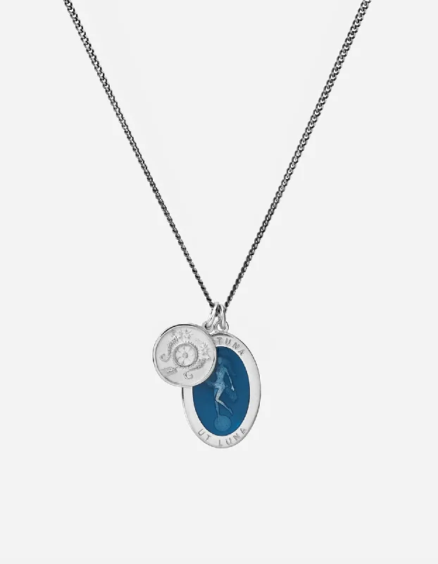 Exclusive Men's Necklaces & Pendants for the Modern Gentleman-Fortuna Necklace, Sterling Silver/Blue Exclusive Men's Necklaces & Pendants for the Modern Gentleman-Fortuna Necklace, Sterling Silver/Blue