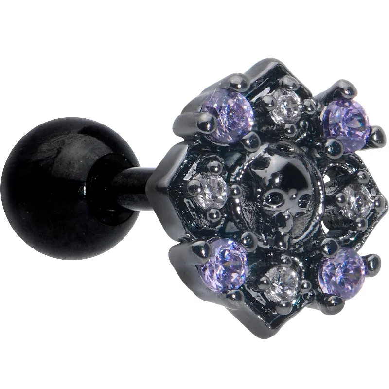 Women's Earrings – Elegant Designs for Every Personality--16 Gauge 1/4 Purple Gem Black Skull Circle Cartilage Tragus Earring Women's Earrings – Elegant Designs for Every Personality--16 Gauge 1/4 Purple Gem Black Skull Circle Cartilage Tragus Earring