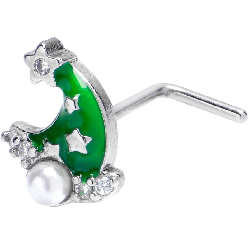Elegant Nose Rings with Chic Look -20 Gauge 7mm Clear Gem Santa Hat Stars Green L Shape Nose Ring Elegant Nose Rings with Chic Look -20 Gauge 7mm Clear Gem Santa Hat Stars Green L Shape Nose Ring