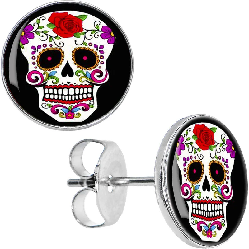 Women's Earrings – Elegant Designs for Every Personality--White Sugar Skull Stud Earrings