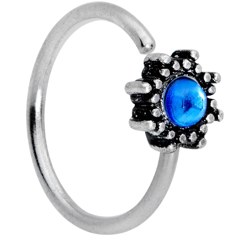 Eye-Catching Nose Rings for Bold Looks -20 Gauge 5/16 Blue Faux Opal Triad Seamless Circular Ring Eye-Catching Nose Rings for Bold Looks -20 Gauge 5/16 Blue Faux Opal Triad Seamless Circular Ring
