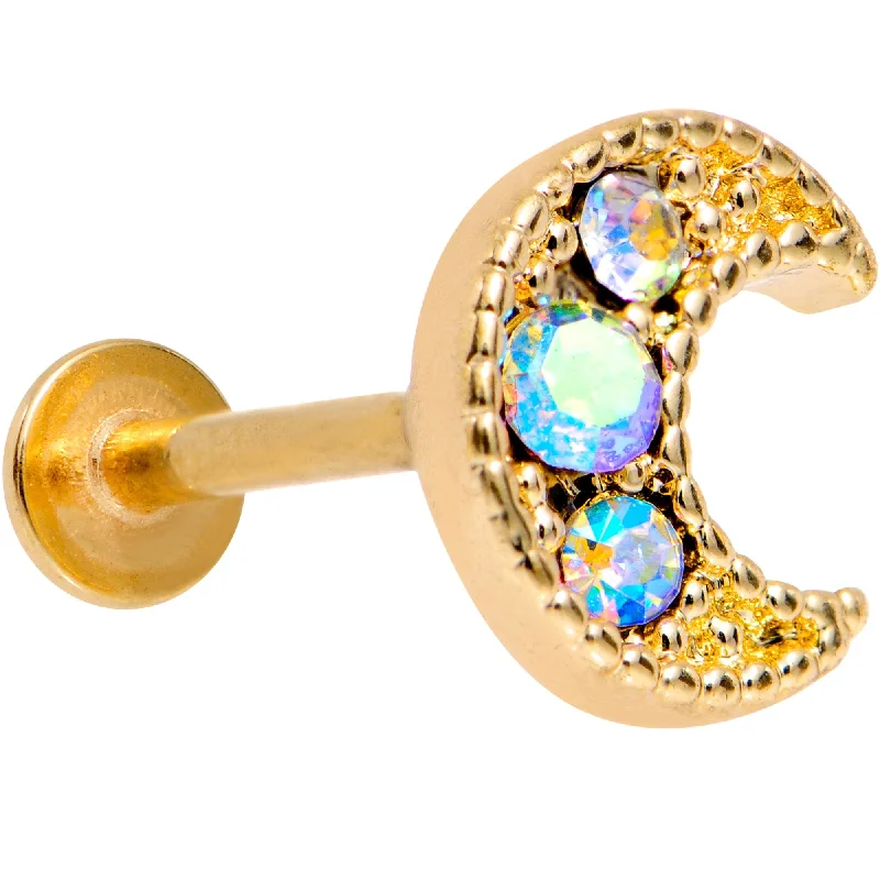 Women's Earrings – Elegant Designs for Every Personality--Auora Gem Gold Tone Crescent Moon Cartilage Tragus Earring