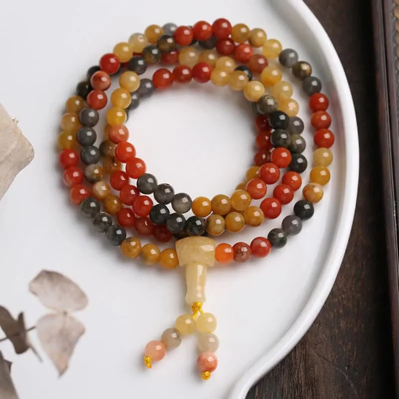 Men's Bracelets with Multi-Colored Details-Buddha Stones 108 Beads Natural Red Agate Mala Protection Bracelet