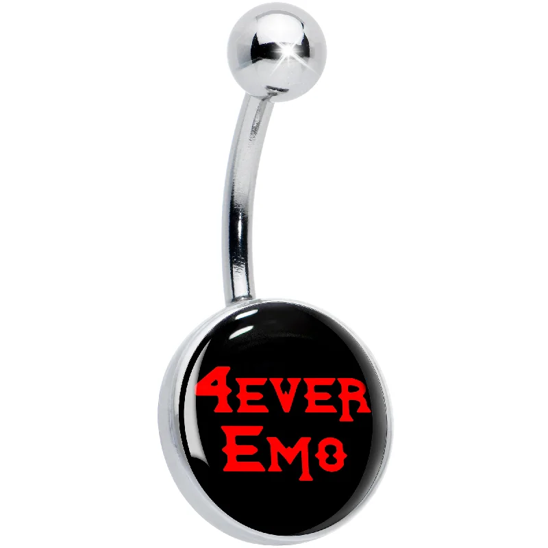 Belly Rings for Casual Fashion -Black Red 4 Ever Emo Belly Ring