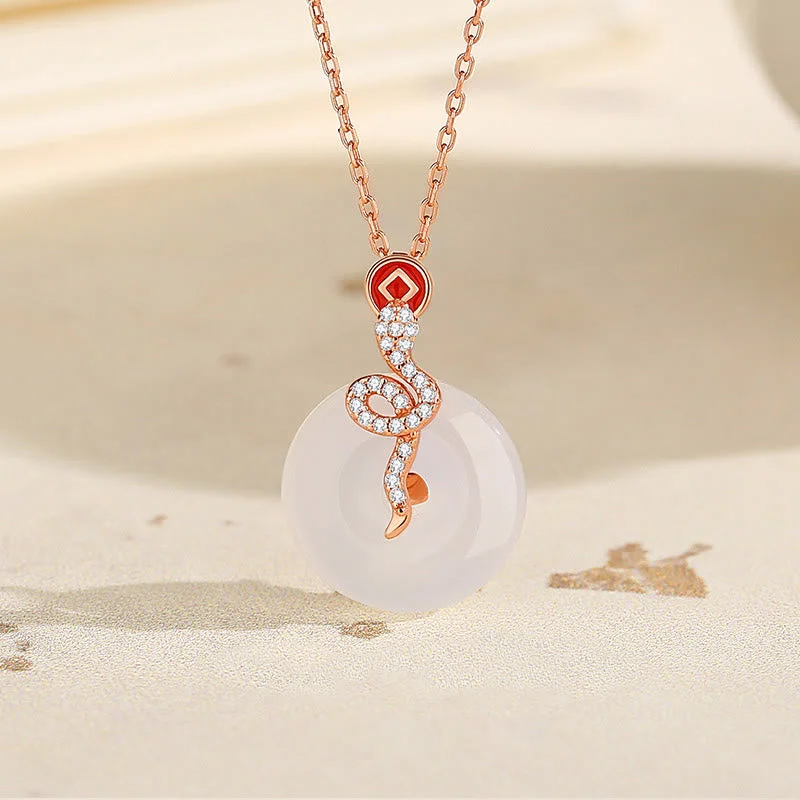 Shop Classic Women's Necklaces & Pendants with a Modern Twist-Buddha Stones 925 Sterling Silver Chalcedony Peace Buckle Year Of The Snake Luck Necklace Pendant Shop Classic Women's Necklaces & Pendants with a Modern Twist-Buddha Stones 925 Sterling Silver Chalcedony Peace Buckle Year Of The Snake Luck Necklace Pendant
