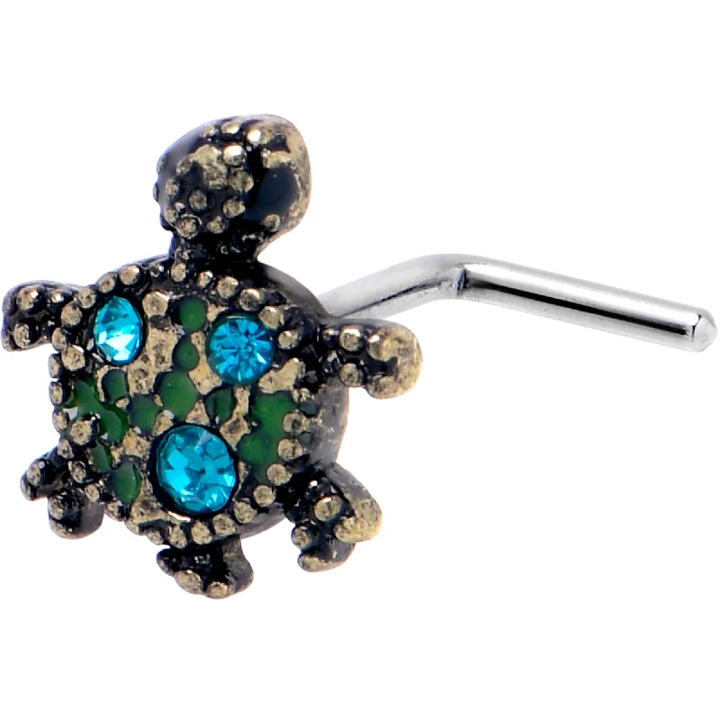Elegant Nose Rings with Beautiful Designs -20 Gauge 7mm Blue Gem Sweet Sea Turtle L Shape Nose Ring Elegant Nose Rings with Beautiful Designs -20 Gauge 7mm Blue Gem Sweet Sea Turtle L Shape Nose Ring