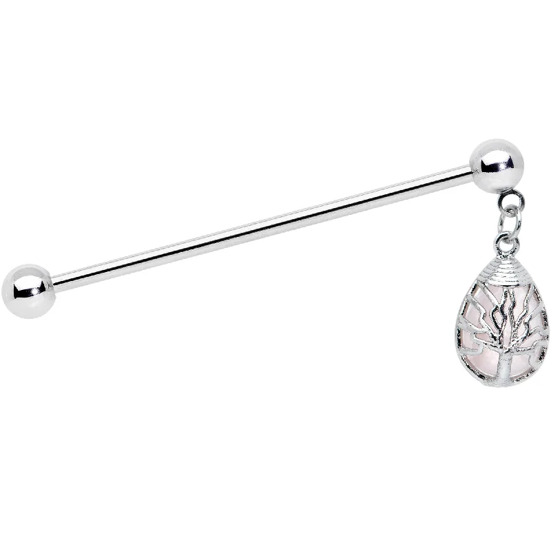 Women's Earrings – Elegant Designs for Every Personality--14 Gauge Rose Quartz Drop Tree Dangle Industrial Barbell 38mm Women's Earrings – Elegant Designs for Every Personality--14 Gauge Rose Quartz Drop Tree Dangle Industrial Barbell 38mm