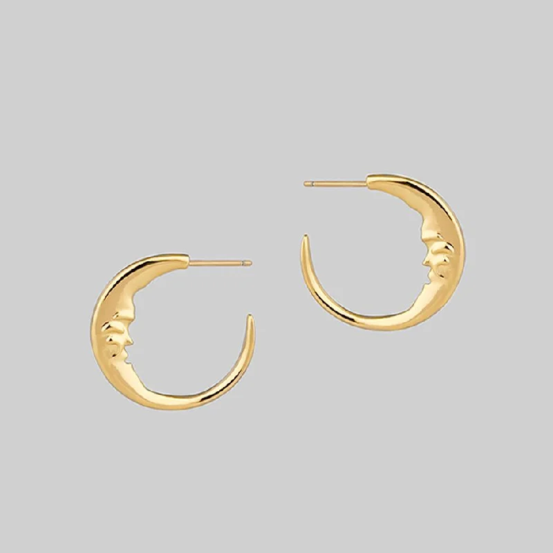 Women's Earrings – Elegant Designs for Every Personality--GOOD NIGHT. Man in the Moon Crescent Earrings - Gold Women's Earrings – Elegant Designs for Every Personality--GOOD NIGHT. Man in the Moon Crescent Earrings - Gold