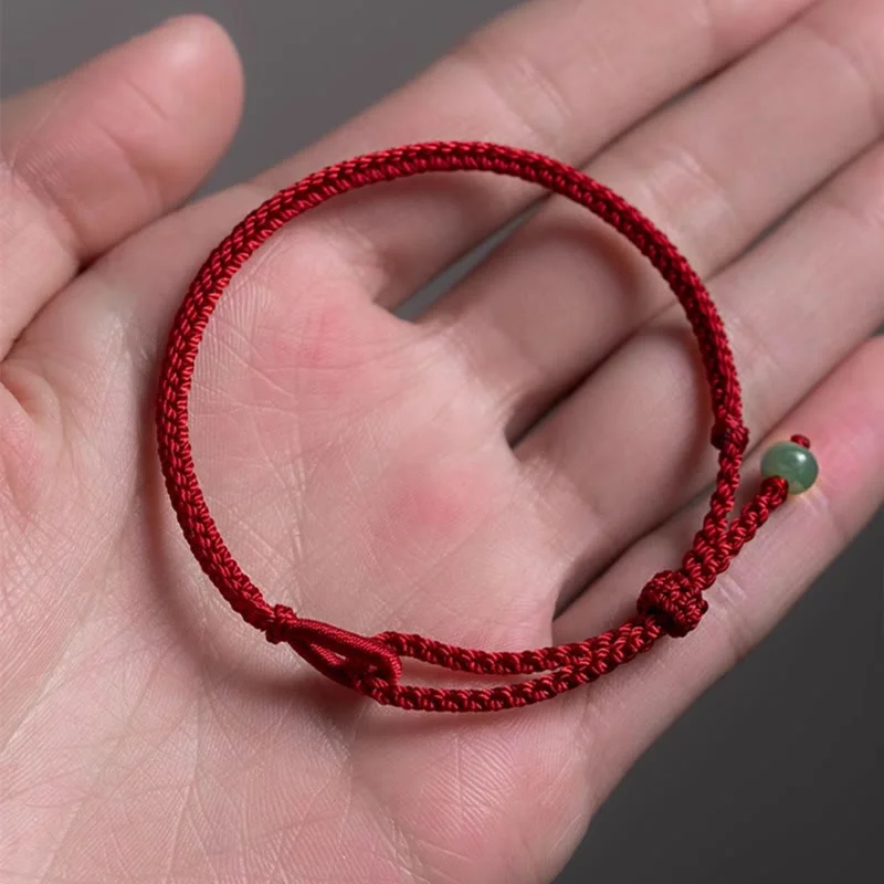 Bracelet for Men with Cross-Buddha Stones Red String Jade Connection Bracelet