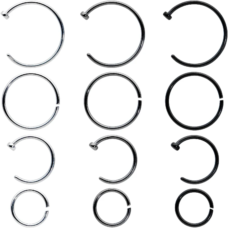 Women's Earrings – Elegant Designs for Every Personality--20 Gauge 12 Pack ASTM F-136 Implant Grade Titanium Hoop Nose Ring Septum Cartilage Ear Hoop Earring Set