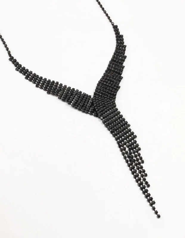 Shop Classic Women's Necklaces & Pendants with a Modern Twist-Black Coated Cup Chain Cascading Y-Necklace Shop Classic Women's Necklaces & Pendants with a Modern Twist-Black Coated Cup Chain Cascading Y-Necklace