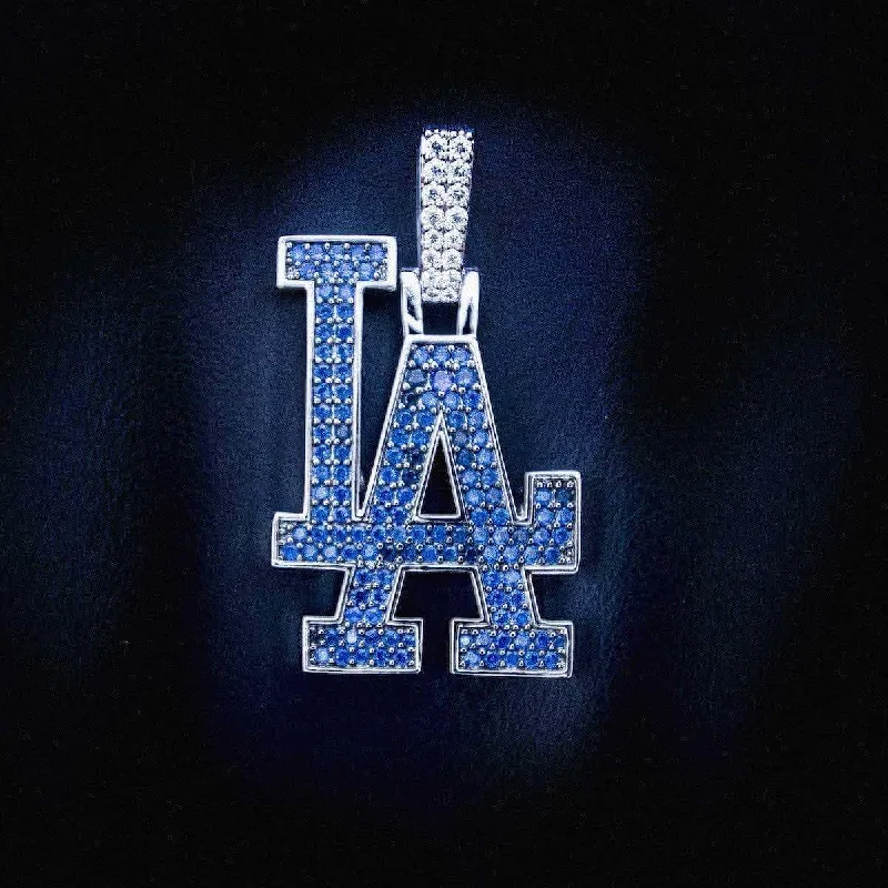 Unique Leather and Metal Bracelets for Men-Los Angeles Dodgers 150th Anniversary Official MLB Logo Pendant Unique Leather and Metal Bracelets for Men-Los Angeles Dodgers 150th Anniversary Official MLB Logo Pendant