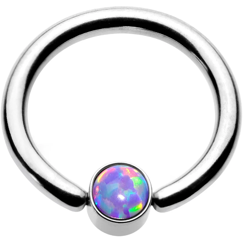 Women's Earrings – Elegant Designs for Every Personality--16 Gauge 5/16 Purple Faux Opal 3mm Disc BCR Captive Ring