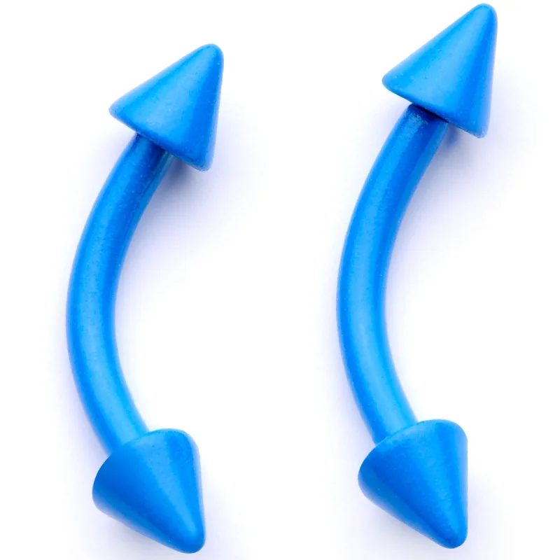 Stylish and Comfortable Lip Rings for All16 Gauge 5/16 Blue Glow in the Dark Cone End Curved Barbell Set of 2 Stylish and Comfortable Lip Rings for All16 Gauge 5/16 Blue Glow in the Dark Cone End Curved Barbell Set of 2