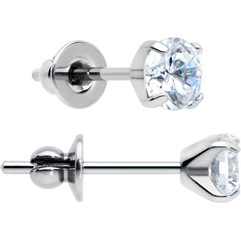 Women's Earrings – Elegant Designs for Every Personality--4mm Clear CZ Gem Implant Grade Titanium Stud Earrings Women's Earrings – Elegant Designs for Every Personality--4mm Clear CZ Gem Implant Grade Titanium Stud Earrings