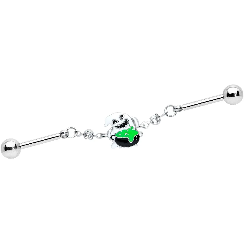 Women's Earrings – Elegant Designs for Every Personality--14 Gauge Ghost Goo Cauldron Halloween Chain Industrial Barbell 38mm Women's Earrings – Elegant Designs for Every Personality--14 Gauge Ghost Goo Cauldron Halloween Chain Industrial Barbell 38mm