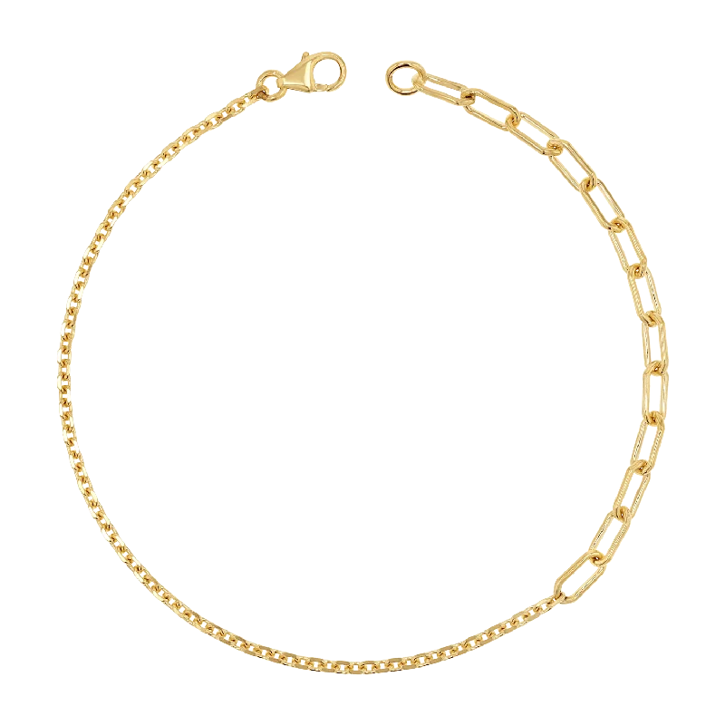 Men's Stone Beaded Bracelets-Diamond Cut Rolo & Paper Clip Chain Bracelet