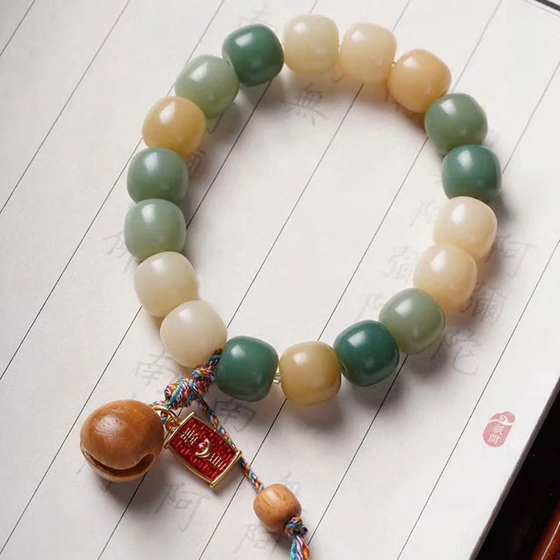 Casual Beaded Bracelets for Men-Buddha Stones Natural Gradient Bodhi Seed Wisdom Wooden Fish Drum Charm Bracelet Casual Beaded Bracelets for Men-Buddha Stones Natural Gradient Bodhi Seed Wisdom Wooden Fish Drum Charm Bracelet