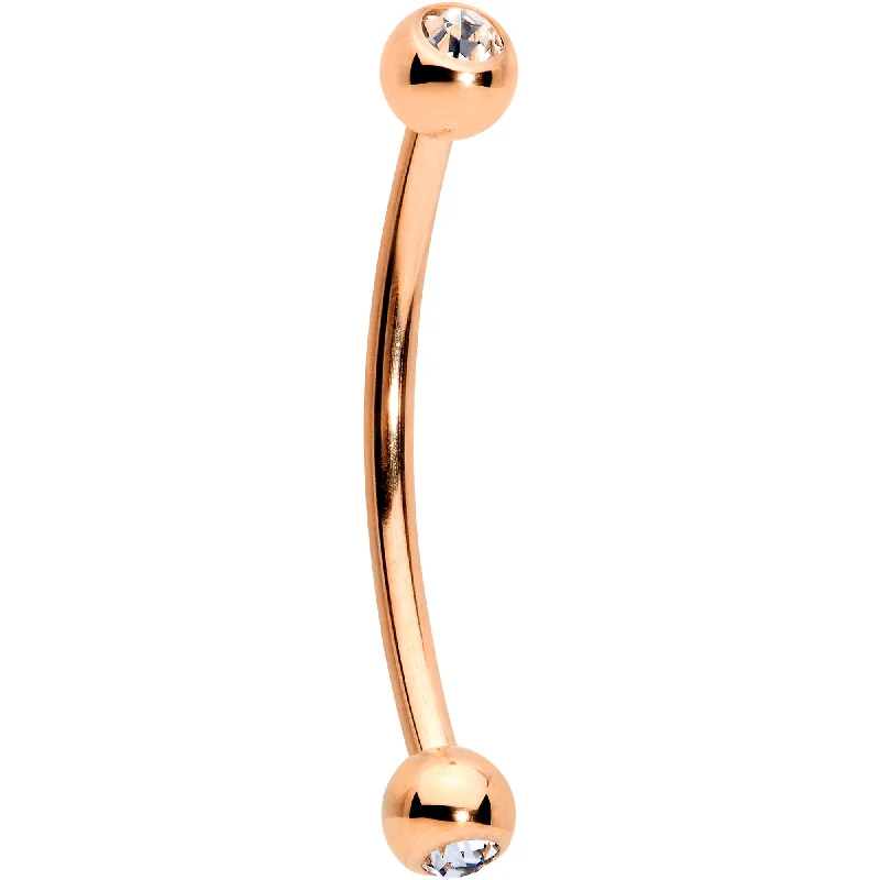 Women's Earrings – Elegant Designs for Every Personality--16 Gauge 9/16 Clear Gem Ball End Rose Gold Tone Curved Barbell