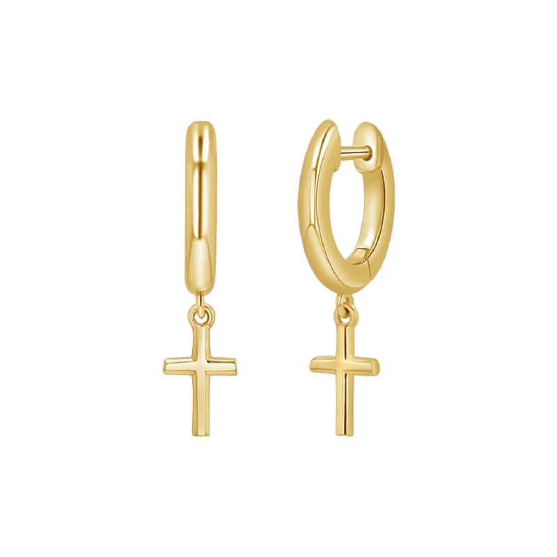 Women's Earrings – Elegant Designs for Every Personality--Cross Charm Drop Huggies