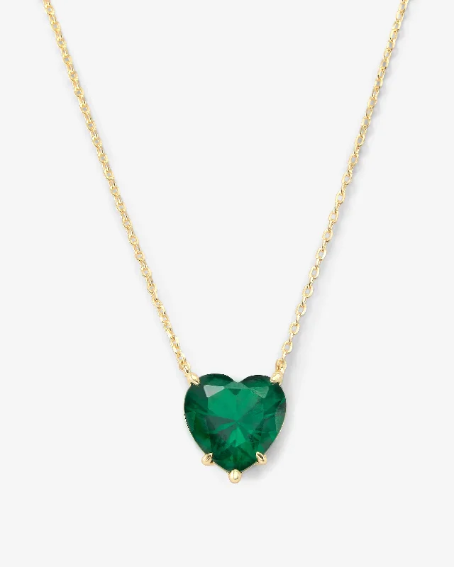 Shop Classic Women's Necklaces & Pendants with a Modern Twist-The Allison Emerald Heart Necklace - Gold|Emerald Shop Classic Women's Necklaces & Pendants with a Modern Twist-The Allison Emerald Heart Necklace - Gold|Emerald
