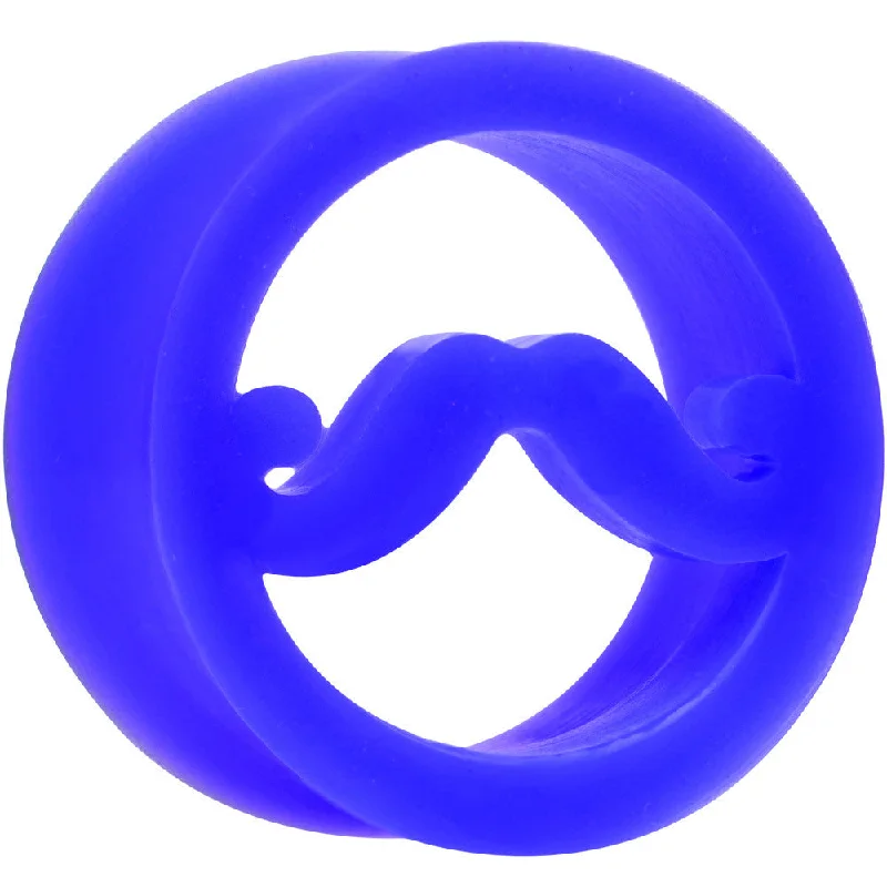 Women's Earrings – Elegant Designs for Every Personality--7/8 Blue Silicone Dapper Mustache Tunnel Plug Women's Earrings – Elegant Designs for Every Personality--7/8 Blue Silicone Dapper Mustache Tunnel Plug