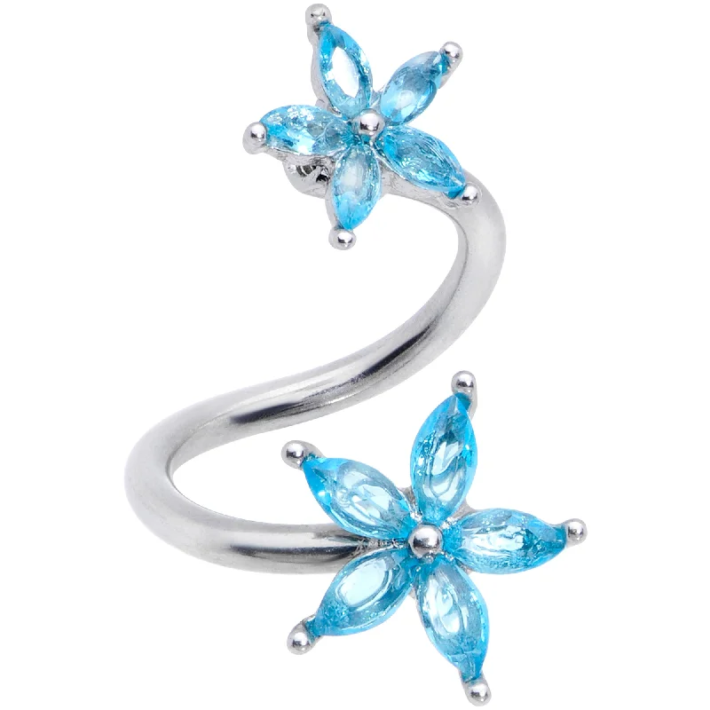 Adjustable Lip Rings for Perfect Fit14 Gauge 3/8 Blue Gem Star Flower Spiral Twister Belly Ring