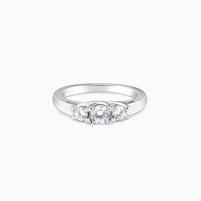 Chic Women's Rings for Fashion-Forward Looks-Silver Zircon Trilogy of Love Ring